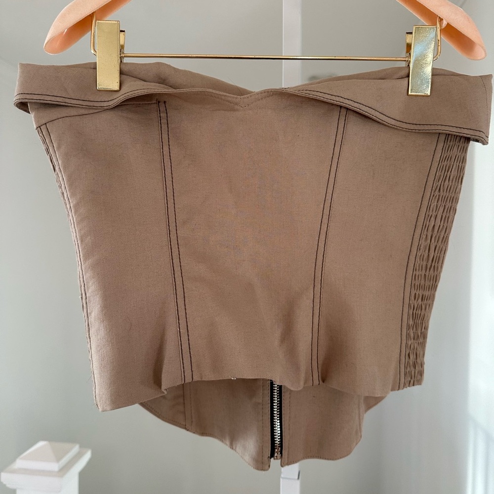 RARE Zara TOPSTITCHED ZIPPER BUSTIER Size Medium New without Tags - Picture 10 of 12